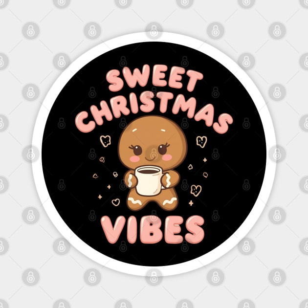 Kawaii Gingerbread Cookie Sweet Christmas Vibes Magnet by Ink Lines